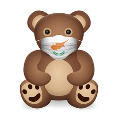 Teddy bear with medical mask Cyprus flag