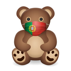 Teddy bear with medical mask Portugal flag