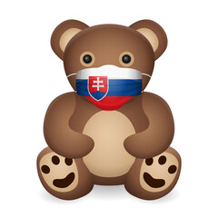 Teddy bear with medical mask Slovakia flag