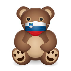 Teddy bear with medical mask Slovenia flag