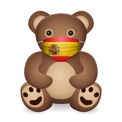 Teddy bear with medical mask Spain flag