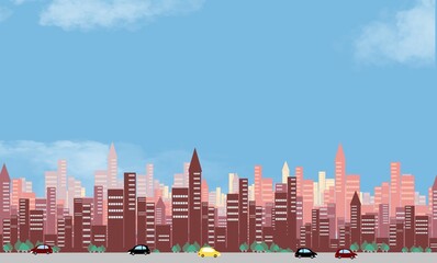 city skyline,Capital cities, buildings and high-rise buildings in urban society. This tablet-generated illustration is used for background on social, economic and urban life.