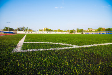 Outdoor stadium with green grass