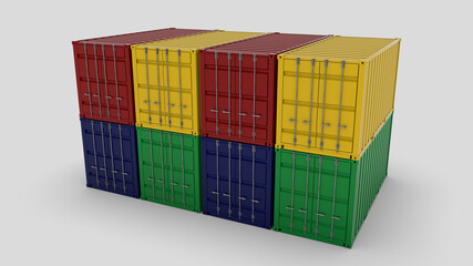 colored freight container -
Concept trade - import and export - 3D illustration