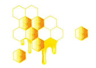 honeycomb dripping isolated on a white background