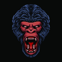 dark gorilla head vector illustration