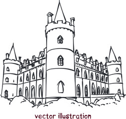 Fototapeta premium vector sketch of European medieval castle