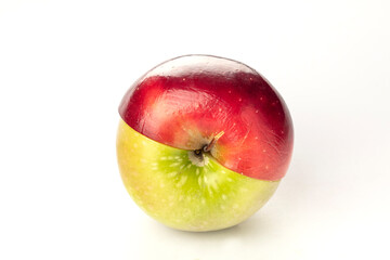Red green apple stripes, isolated on white background