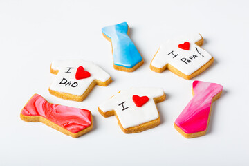 assortment of handmade t-shirt and tie cookies as a gift for father's day