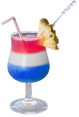 cocktail tricolore sur fond blanc 
