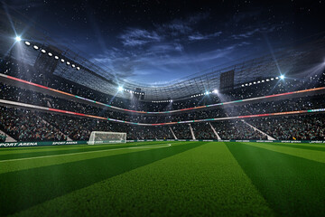 Fototapeta premium Empty soccer stadium at night background