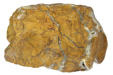 yellow jasper with agate from Italy isolated on white background