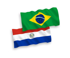 Flags of Brazil and Paraguay on a white background