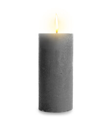 Glowing candle on white background