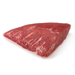 Closeup view of Fresh Raw Beef Coulotte Roast Sirloin Cut Meat in Isolated White Background 