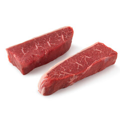Closeup view of Fresh Raw Beef Coulotte Top Sirloin Cap Steak Sirloin Cut Meat in Isolated White Background 