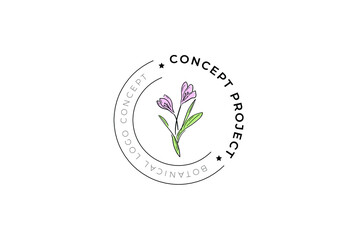 
Minimal feminine modern botanical floral organic natural 

abstract seasonal crocus classical logo design