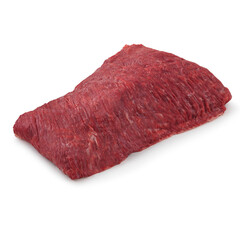 Closeup view of Fresh Raw Beef Sirloin Bavette Sirloin Cut Meat in Isolated White Background 