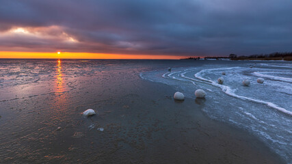 Winter landscape in Jastarnia. Poland.
