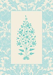 wedding card design, paisley floral pattern , India	