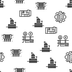 Fototapeta premium Building Construction Vector Seamless Pattern Thin Line Illustration