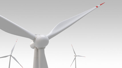 Wind turbines, windmills energy power generators 3d render background © Ast 