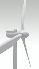 Wind turbines, windmills energy power generators 3d render background