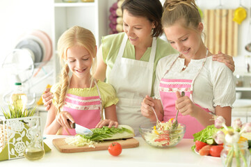 Cute girls with mother