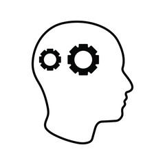 Man head mind thinking vector icon color editable