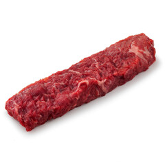 Closeup view of Fresh Raw Beef Sirloin Bavette Steak Sirloin Cut Meat in Isolated White Background 