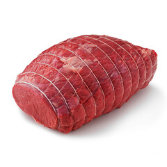 Closeup view of Fresh Raw BeefTop Sirloin Petite Sirloin Cut Meat in Isolated White Background 