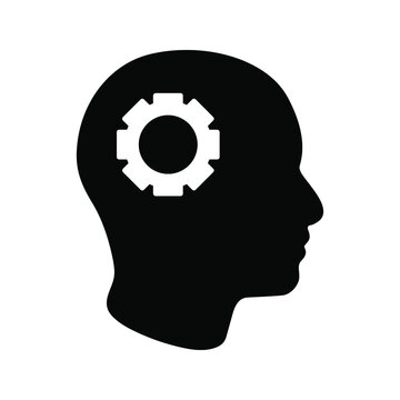 Man head mind thinking vector icon color editable