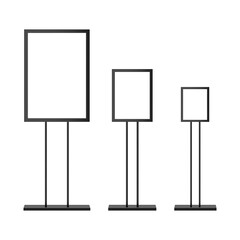 Floor Standing Display and Sign Stand for Advertising, Isolated on White Background. Vector Illustration