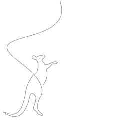 Kenguru animal silhouette line drawing, vector illustration