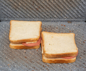 toasted bread on toaster top view