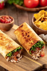 Chicken Burrito With Lettuce and Tomato