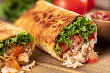 Chicken Burrito With Lettuce and Tomato