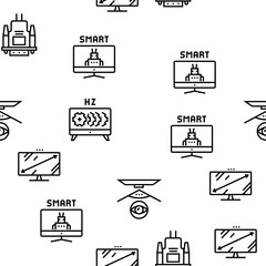 Computer Pc Monitor Vector Seamless Pattern Thin Line Illustration
