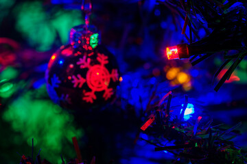 Fototapeta na wymiar LED plastic colored Christmas light shining.