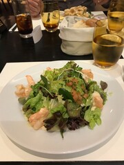 Steamed shrimp salad with avocado