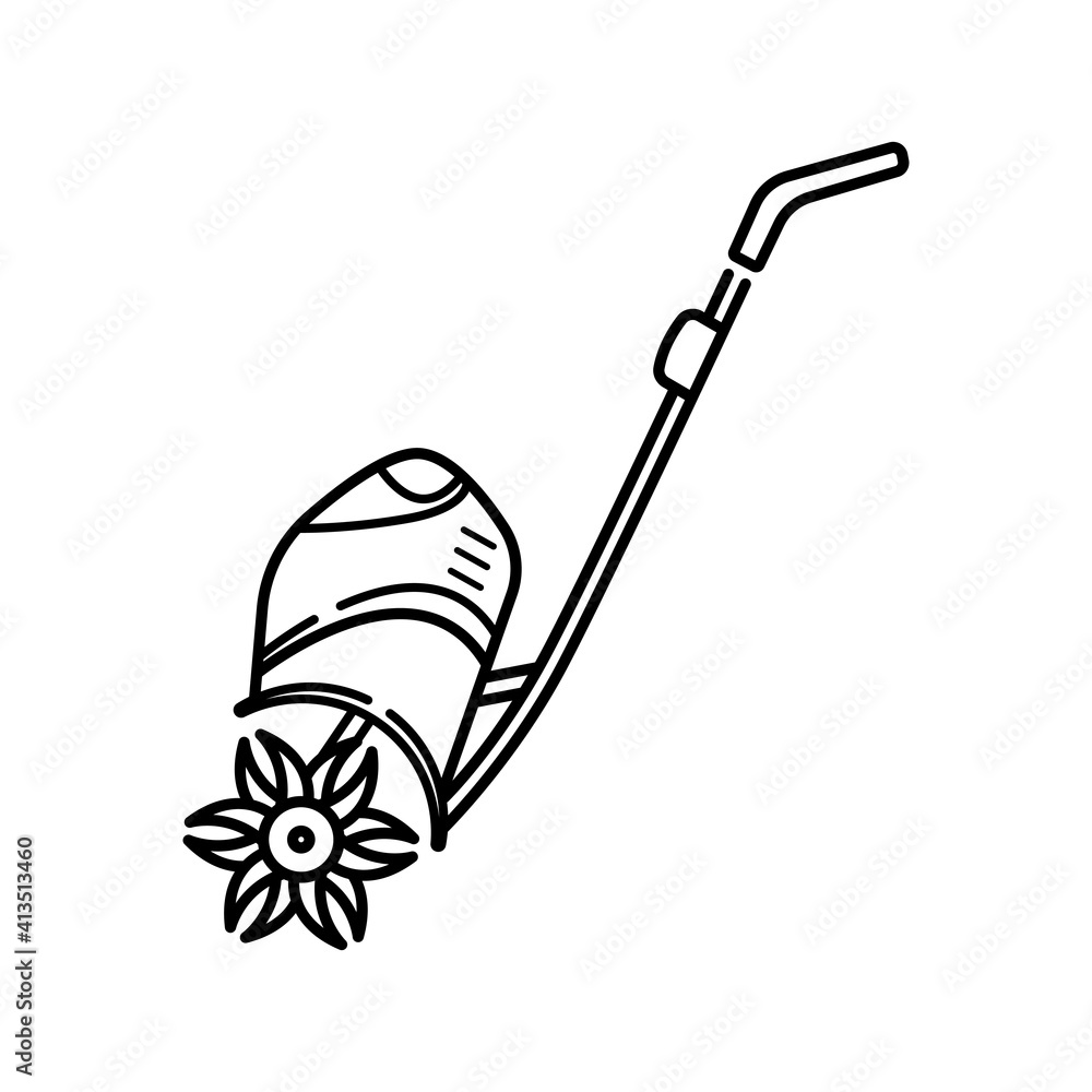 Wall mural the black line motor cultivator icon. garden icons. logo lineart