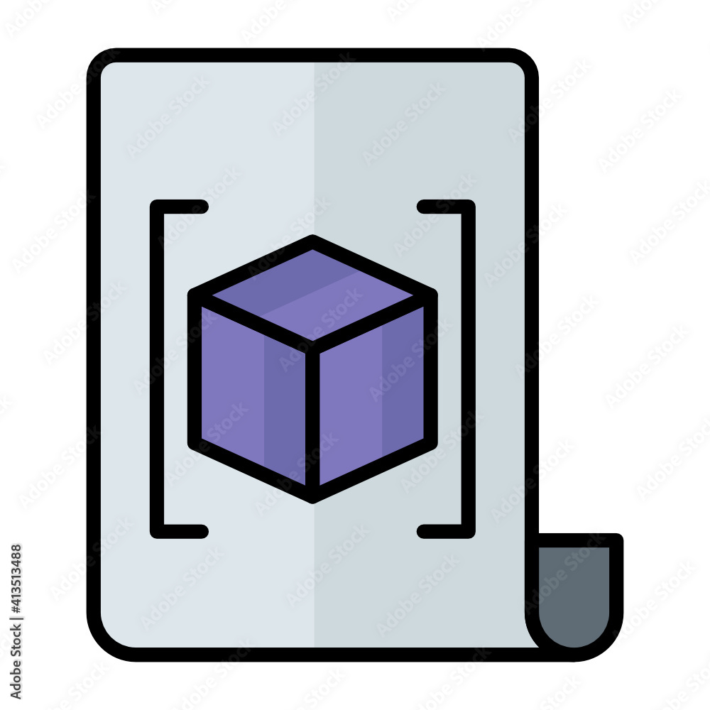 Poster 3d scanner concept vector color icon design, model object scanning in progress symbol, additive manu