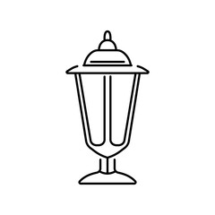 The black line icon of a street garden lamp. Garden icon. Logo