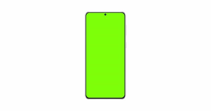 Frameless Phone Animated Mockup with Green Screen, Isolated on White Background. Animation for Application or Website Presentation