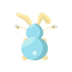 Abstract Easter bunny with funny eyes on the back of the head like an alien. Funny vector illustration isolated on white background. Design for a postcard, poster, children's holidays.