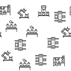 Industrial Process Vector Seamless Pattern Thin Line Illustration