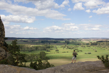 huge imposant rpck formation called Hamburger Wappen, sandsonte in Harz National Park, vlose to...