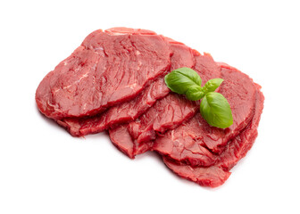 Fresh raw  steaks isolated on white background.................