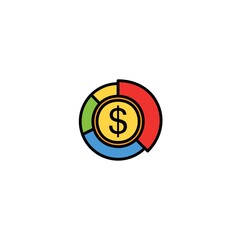 flat colored diagram icon. blue, red, yellow, green, purple, modern information, vector illustration. 30x30 Pixel Perfect Editable Stroke application