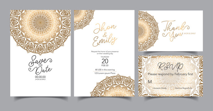 elegant wedding invitations, mandalas	
